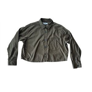 Everlane Medium Button Down Cotton Short Crop Long Sleeve Collared Shirt Top